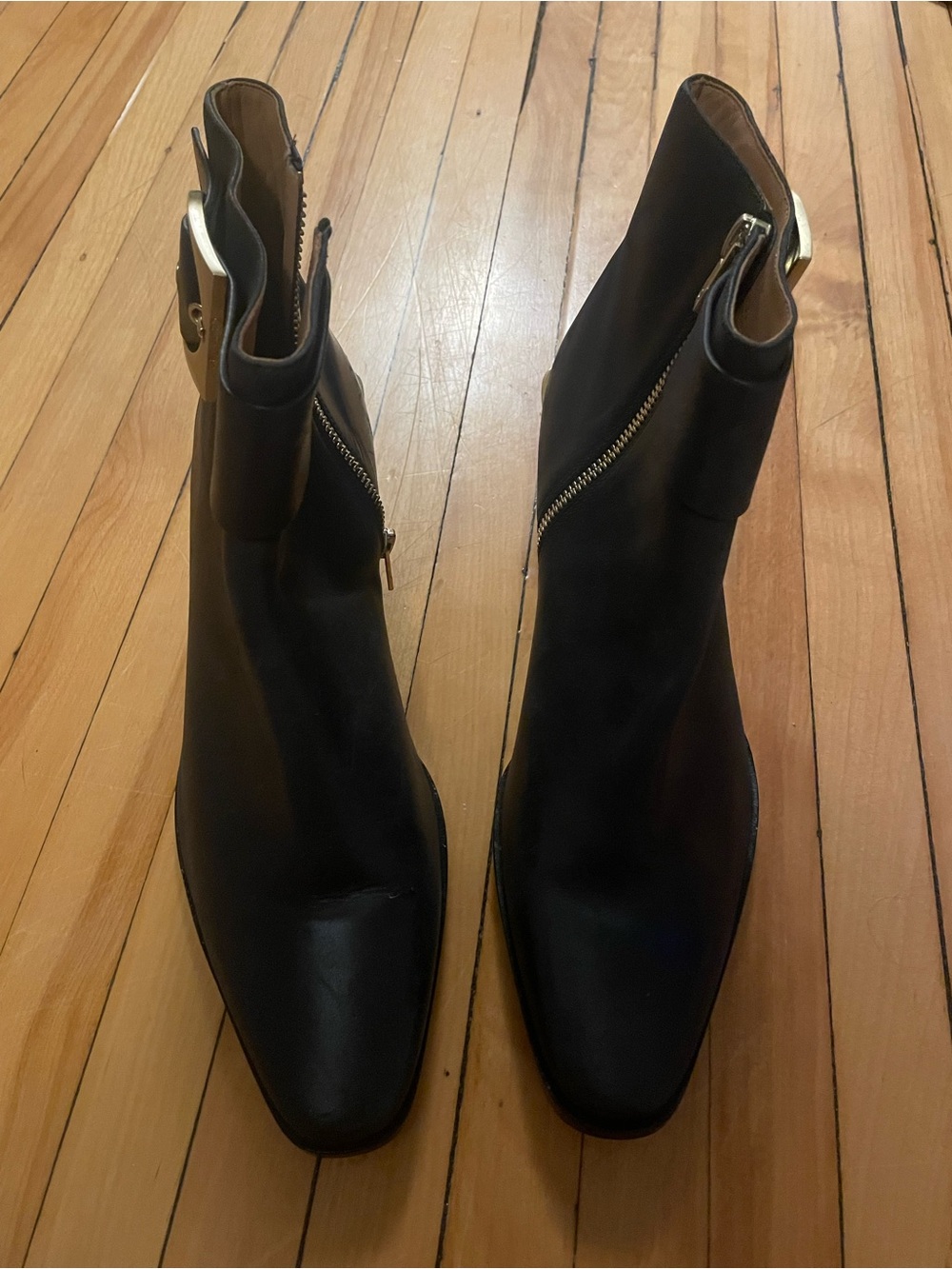 Calvin Klein Black Leather Zip-Front Women’s Ankle Boots